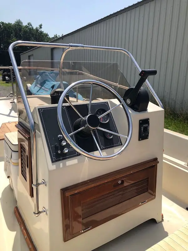 Beautiful Woodwork of a Classic Boston Whaler Center Console