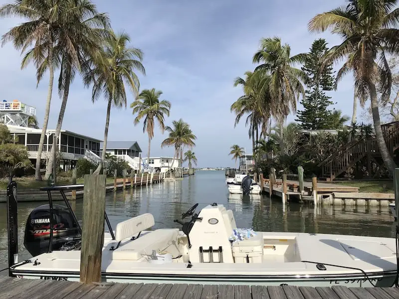 Boat docked at Little Gasparilla Island